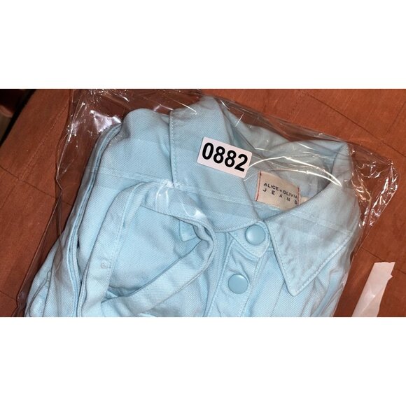 Alice + Olivia Miranda Puff Sleeve Denim Mini Dress in Rockstar Blue Size 4 - Picture 12 of 12